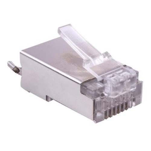 Conector rj45 cat6 ftp, metalico con tierra 100 un