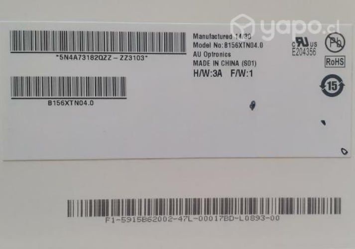 Pantalla led slim 15.6" 30 pines