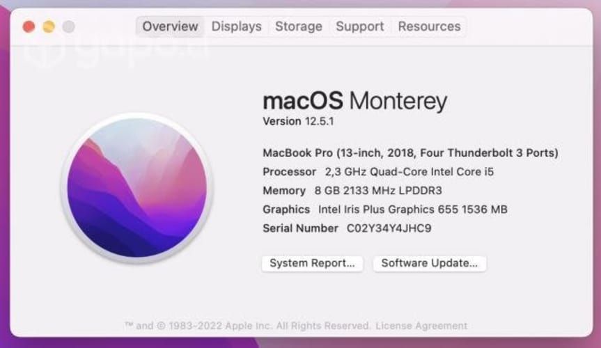 Macbook Pro (2018) 13.3 / I5 / 8gb Ram / 512gb Ssd