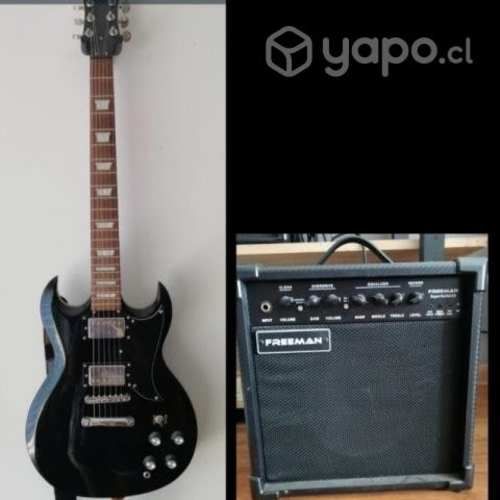 Guitarra Eléctrica SG marca Epic con amplificador