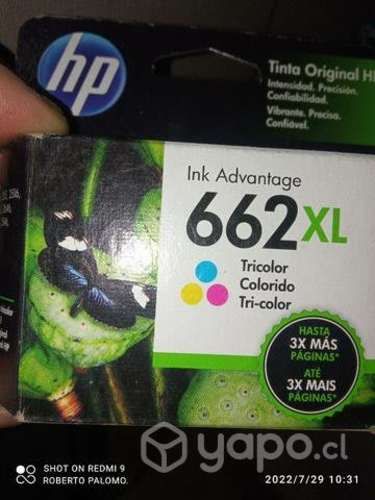 Tinta HP 662xl color original de alta