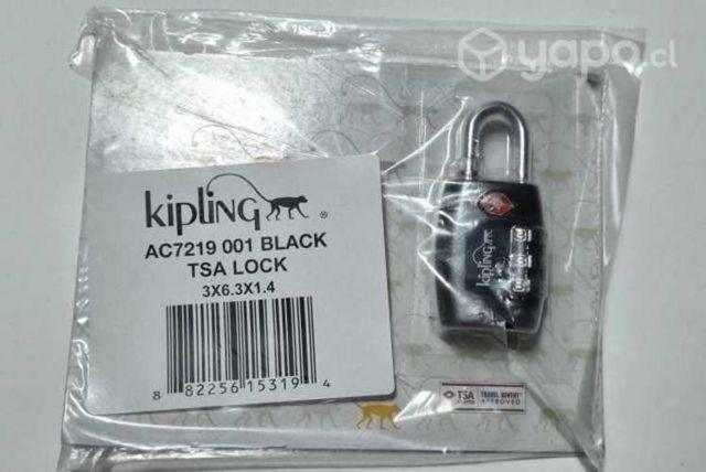 Candado con clave Kipling negro, NUEVO