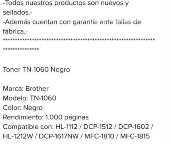 Toner tn -1060 para impresora negro