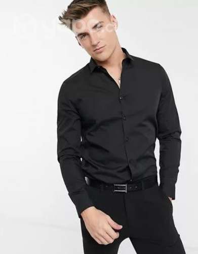 Camisa De Vestir Negra Marca Asos Talla Xs Slim