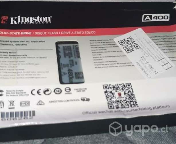 Disco duro solido  480GB marca Kingston