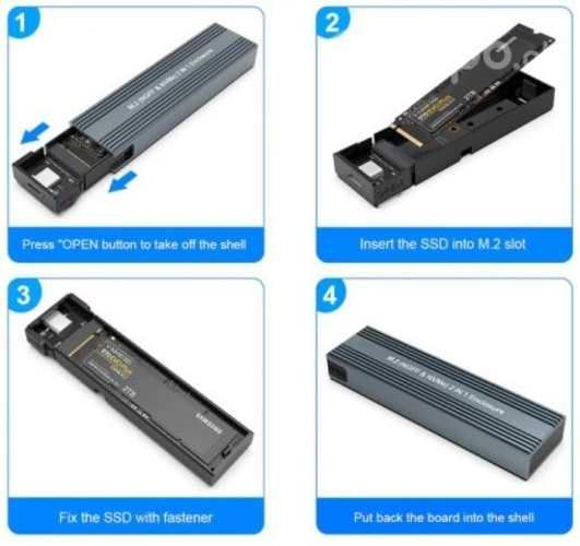 Cofre para disco M.2 SATA y NVME