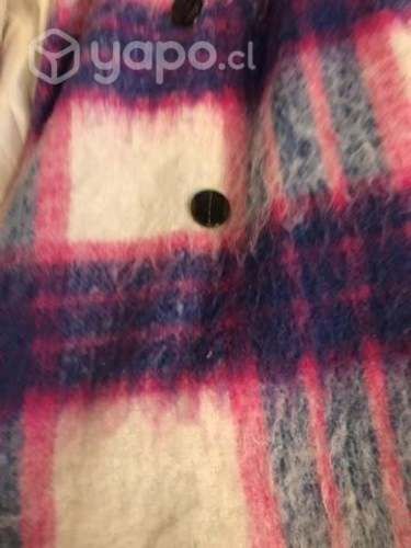 Abrigo talla s cuadros fucsia