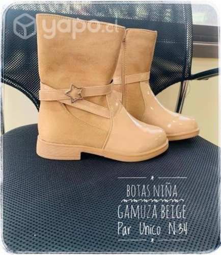 Botas Niña Gamuza Beige Par Único N°34