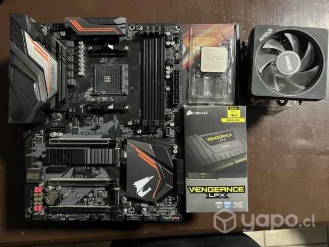 Placa Madre x470, RAM 16GB y CPU AMD Ryzen 2700x
