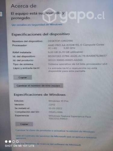 CPU AMD Pro 3.5 GHZ 8 GB de Ram