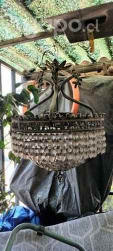 Antigua lámpara de cristal y bronce