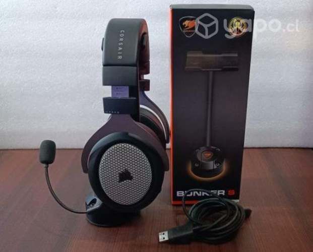 Audífonos Corsair Hs75 + soporte Cougar bunker