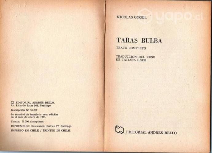 Libro, Taras Bulba Nicolás Gogol