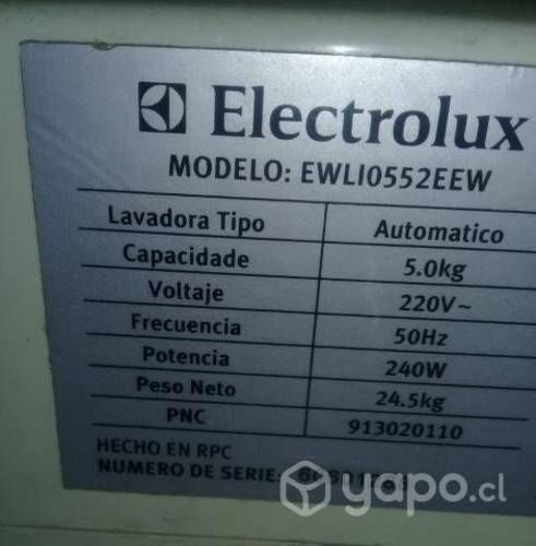Lavadora Electrolux Modelo EWLI0552EEWW