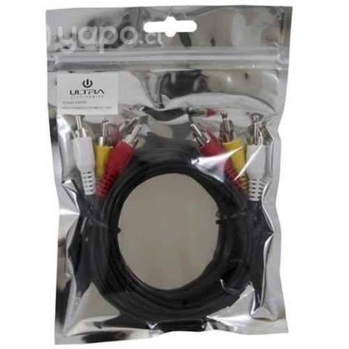 Cable stereo 3 a 3 rca 1.80 mts