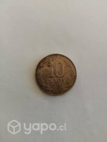 Moneda 10 pesos república de chile año 1973.