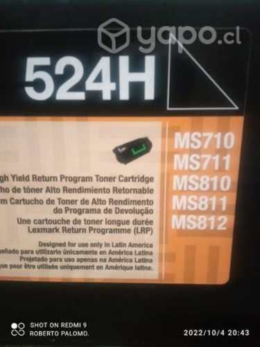 Toner Lexmark 524h black original de alta