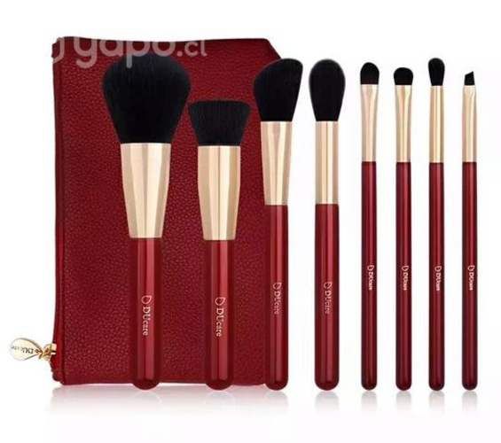 Set Brochas Maquillaje Profesional Rojo