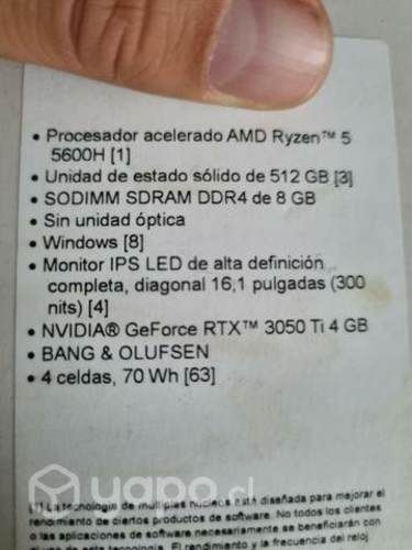 Notebook HP Omen RTX 3050ti