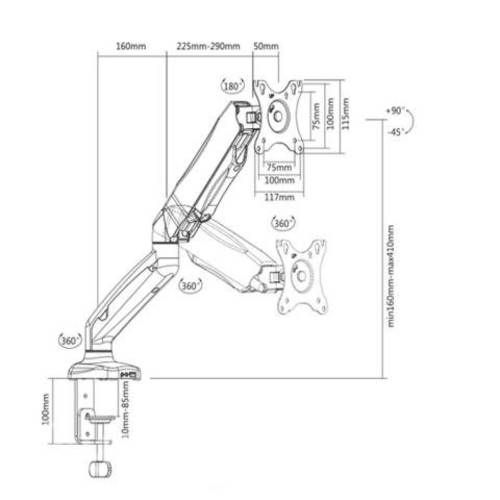 Soporte de escritorio lcd led hasta 27&quot;, articulad