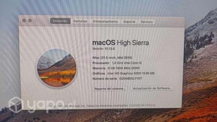 IMac 21.5 pulgadas macOS High Sierra
