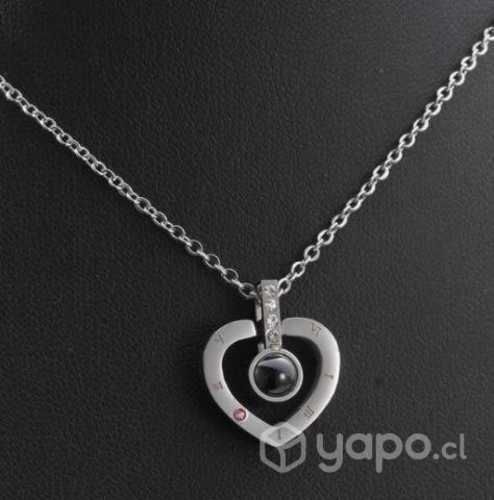 Collar Dama Titanio con proyección de luz Te Quier