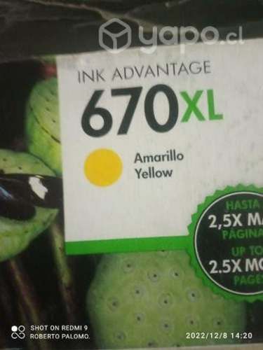 Tintas HP 670xl colores originales de alta