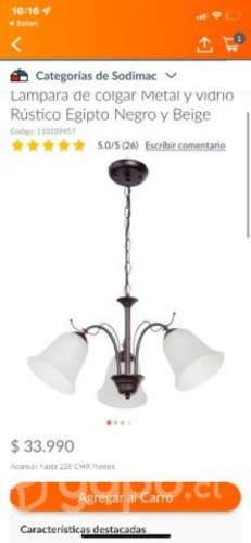 Lámpara de colgar Metal y vidrio Rústico Egipto Ne