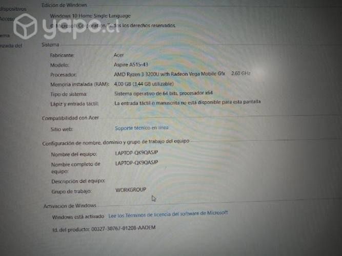 Notebook Acer aspire 5