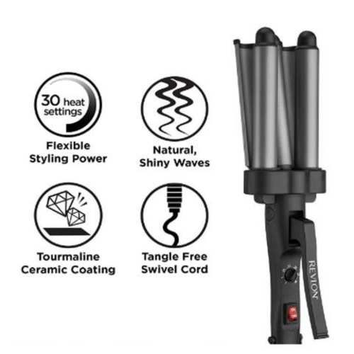 Ondulador rizador de pelo, 3 barriles, revlon