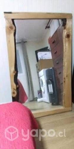 Espejo rústico de madera grande