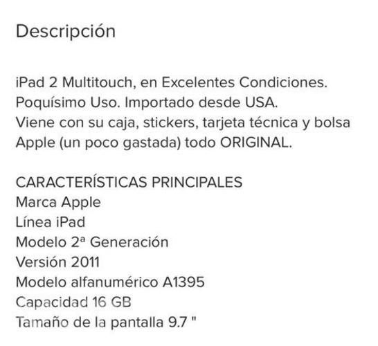 Ipad 2 A1395 16g Excelente estado pantalla