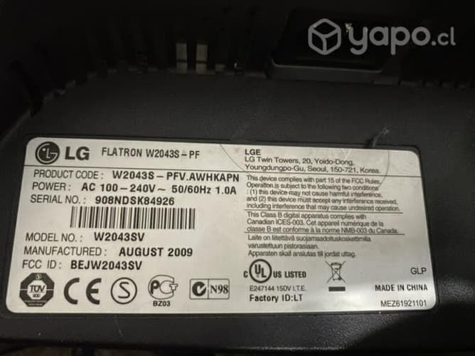 Pantalla LG Flatron W2043s