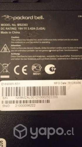 Packard Bell 14'' i3 2.53Ghz 6GB 500GB