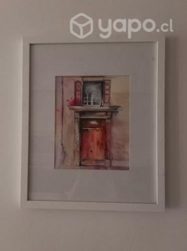 Acuarela enmarcada - cuadro 46 x 38 cm