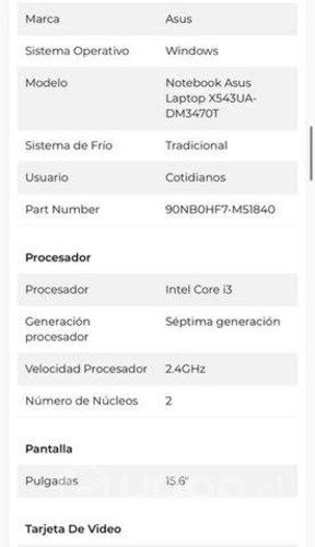 Computador Asus Laptop X543UA-DM3470T