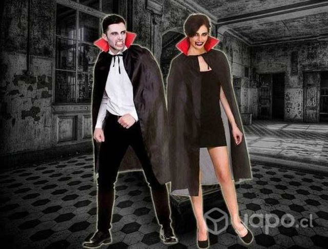 Capa Capucha Túnica de Vampiro Negra Para Adultos