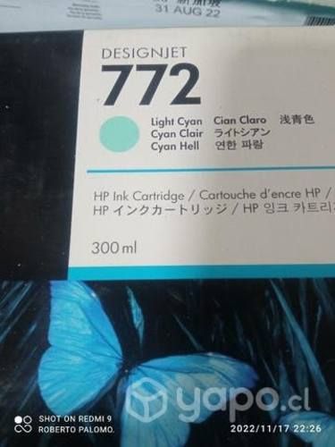 Tintas HP 772 colores originales de 300ml