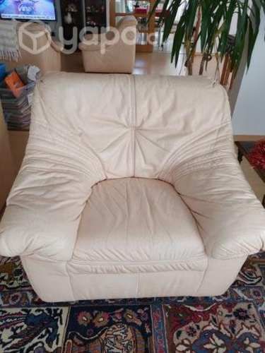 Sofa 1 cuerpo cuero beige