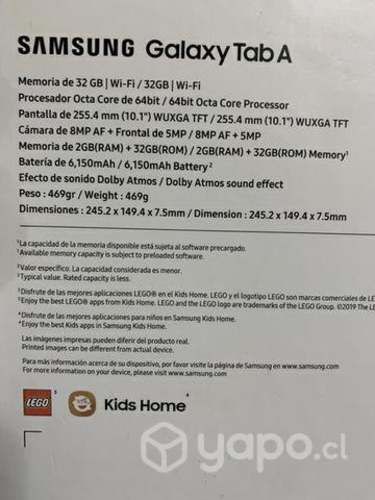 Tablet Samsung tab a 10.1