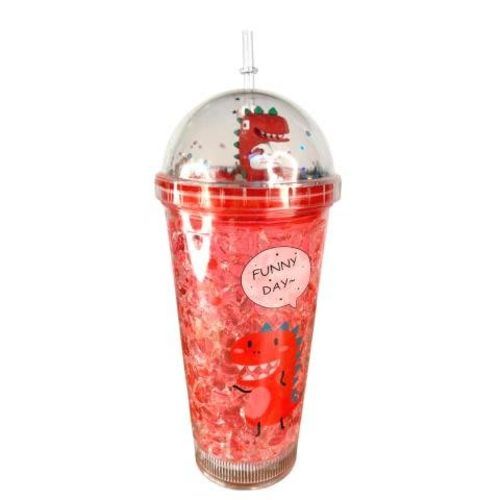 Vaso Rojo Con Luz Multicolor Diseño Dinosaurio