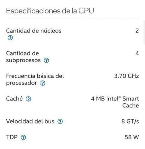 Procesador Intel core pentium gold