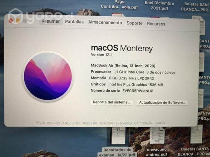 MacBook Air version 12.1 Procesador 1,1 Intel Core
