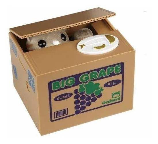 Alcancía Gato Gris Monedas Con Sonido Caja Uva