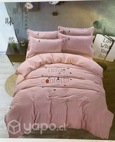 Cubre plumon 2 plazas + 1 sabana + 2 fundas almoha