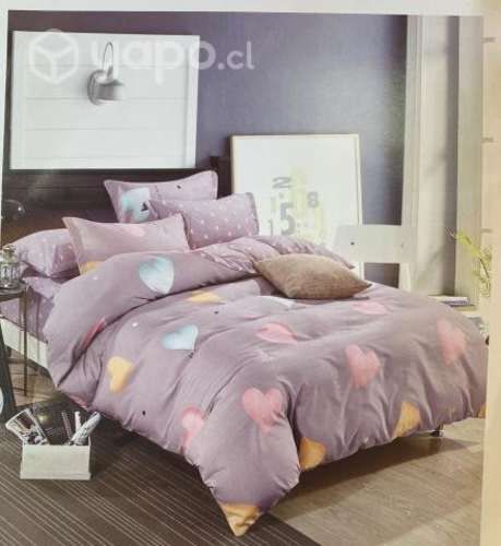 Cubre plumon 2 plazas + 1 sabana + 2 fundas almoha