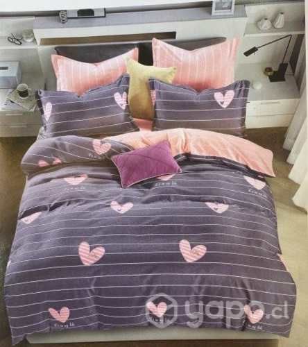 Cubre plumon 2 plazas + 1 sabana + 2 fundas almoha