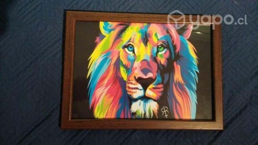 Cuadro de León multicolor