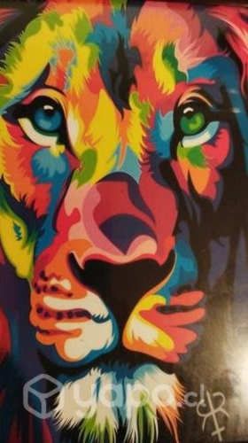 Cuadro de León multicolor