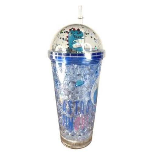 Vaso Azul Con Luz Multicolor Diseño Dinosaurio